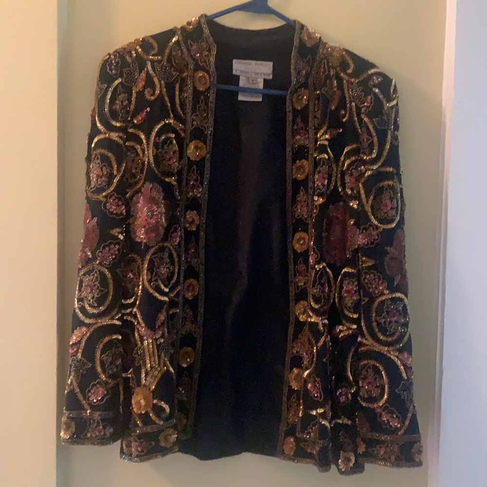 Vintage black and gold sequin party jacket